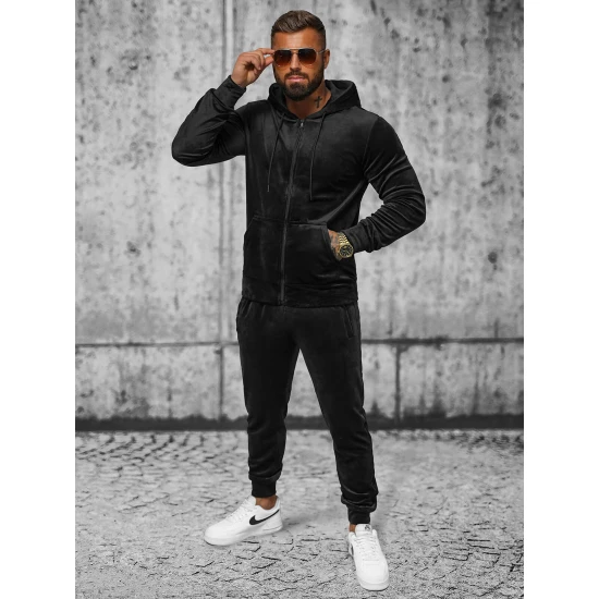 Vīriešu melns velūra komplekts Silk JS/8C1169/29 Premium