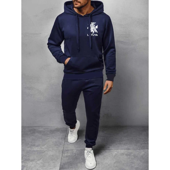 Vīriešu zils komplekts ar kapuci Lietuva PK3033 Premium