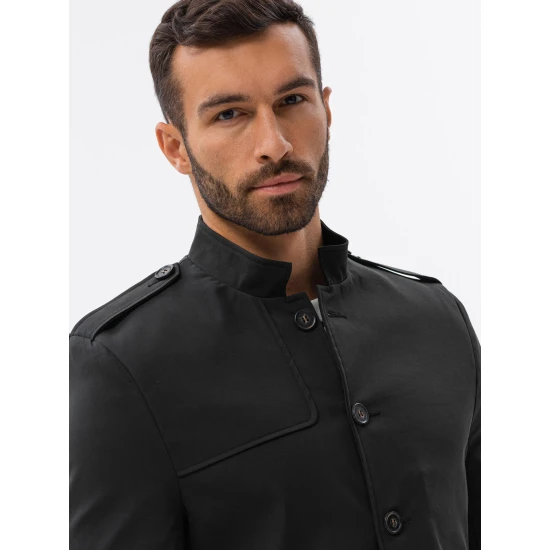 Vīriešu melns mētelis Dala C269