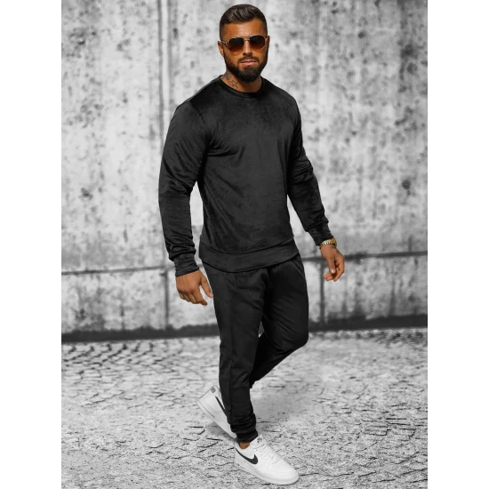 Melns vīriešu velūra komplekts Bill JS/8C1167/3 Premium