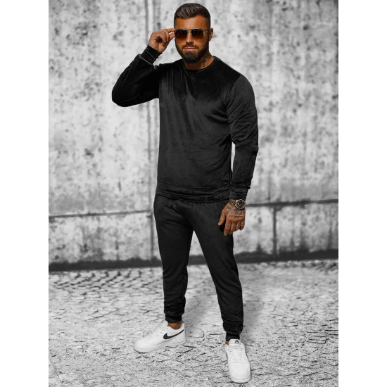 Melns vīriešu velūra komplekts Bill JS/8C1167/3 Premium