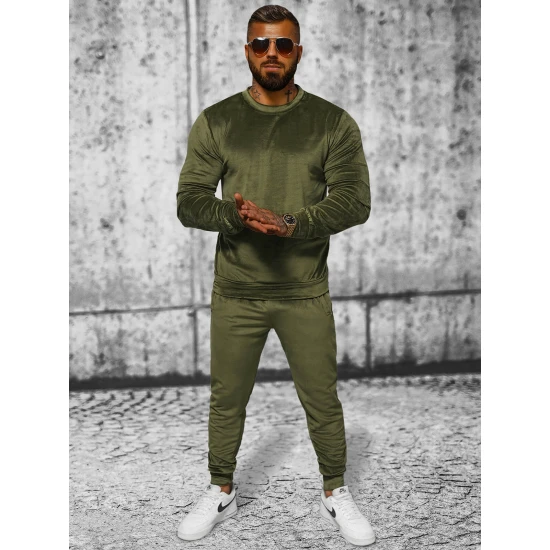 Tumši zaļš vīriešu velūra komplekts Bill JS/8C1167/3 Premium