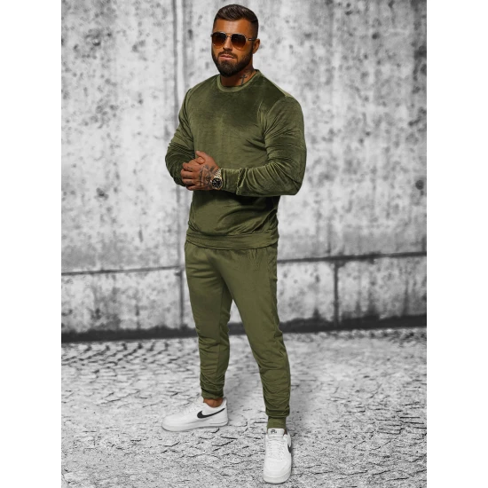 Tumši zaļš vīriešu velūra komplekts Bill JS/8C1167/3 Premium