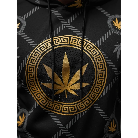 Vīriešu melns džemperis ar zelta apdruku Kanna O/B267