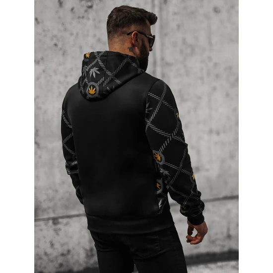 Vīriešu melns džemperis ar zelta apdruku Kanna O/B267