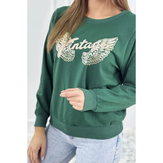 Sieviešu zaļš Vintage džemperis 27651