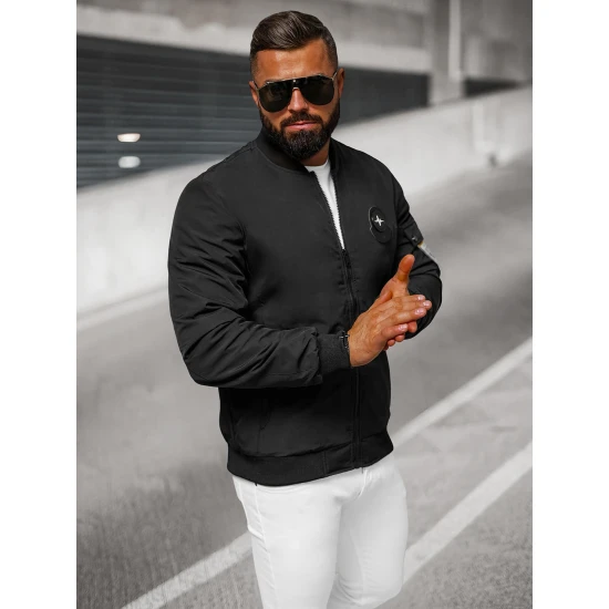 Vīriešu melna pavasara jaka Marko Vīriešu jakas un mēteļi