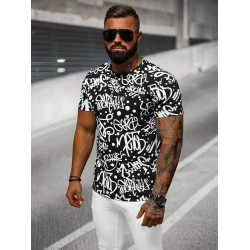 Vīriešu melns t-krekls ar rakstiem Ginger