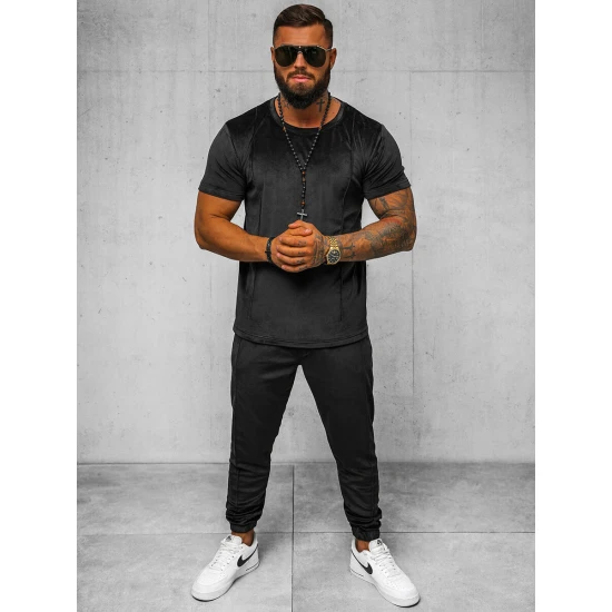 Vīriešu melns velūra komplekts Sinor O/12135Z