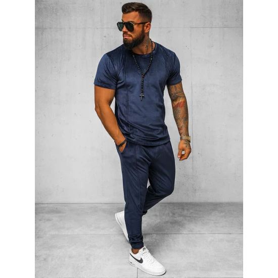 Vīriešu tumši zils velūra komplekts Sinor O/12135Z