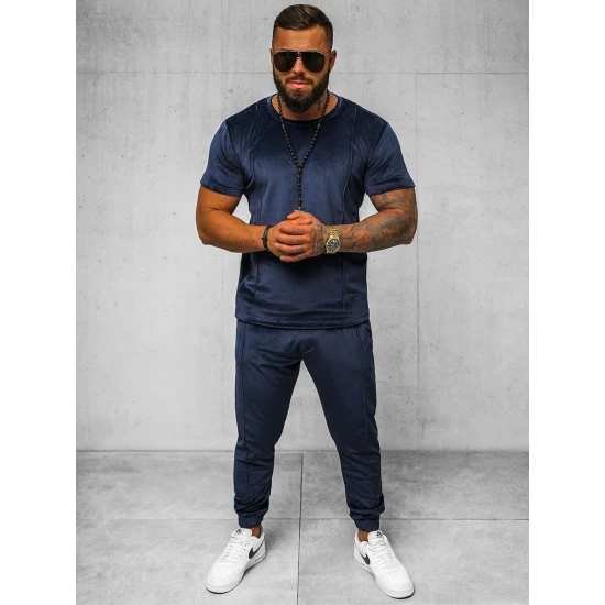 Vīriešu tumši zils velūra komplekts Sinor O/12135Z