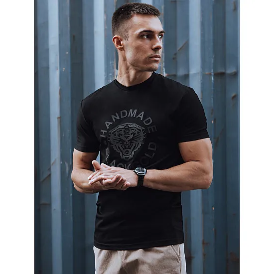 Melns vīriešu T-krekls ar apdruku Handmade RX5582