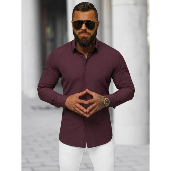 Vīriešu bordo krāsas krekls Garone O/V116