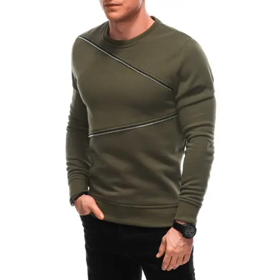 Vīriešu haki džemperis Zipper OM-SSNZ-22FW-005