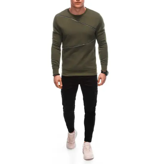 Vīriešu haki džemperis Zipper OM-SSNZ-22FW-005