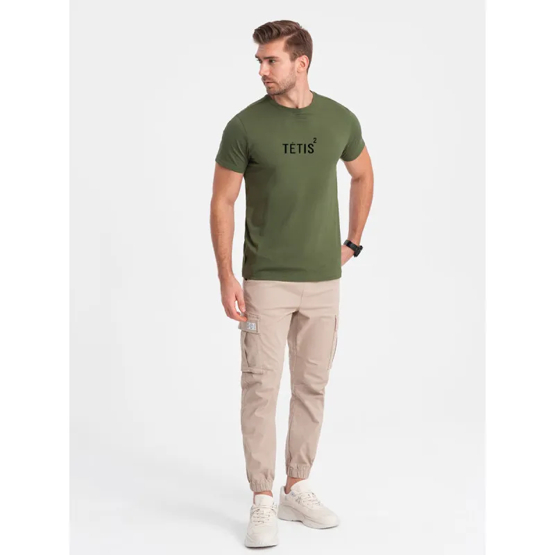 Vīriešu haki krāsas T-krekls Dad Square (melns) PK1684