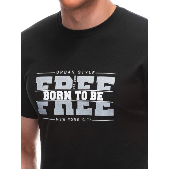 Vīriešu melns T-krekls Bezmaksas S1924