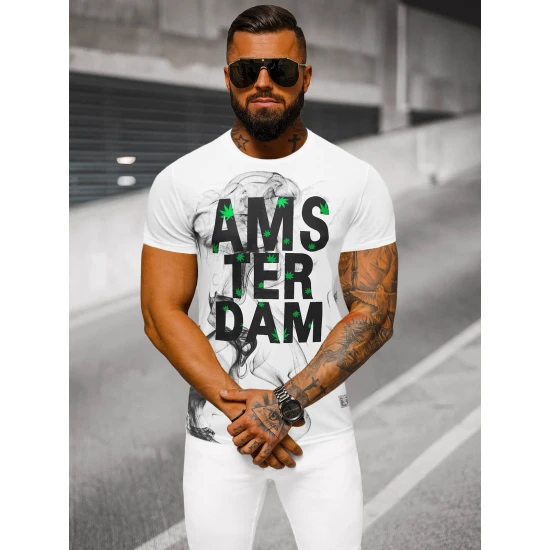 Balts T-krekls vīriešiem Amsterdam O/T128/1Z