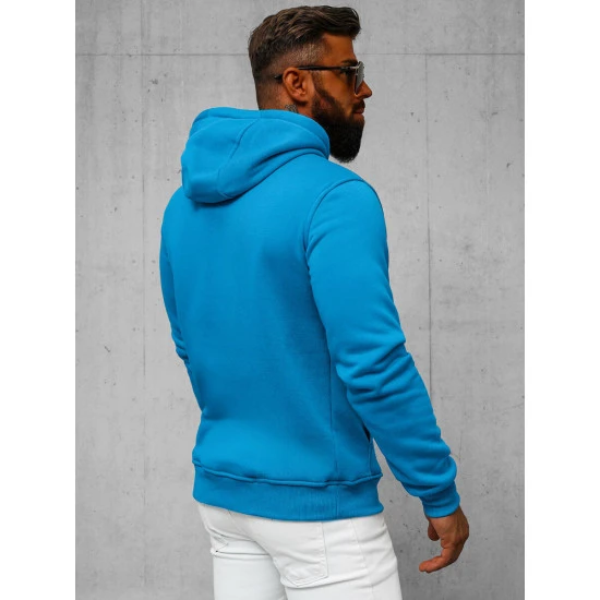 Gaiši zils vīriešu džemperis ar kapuci Buvoli JS/2009