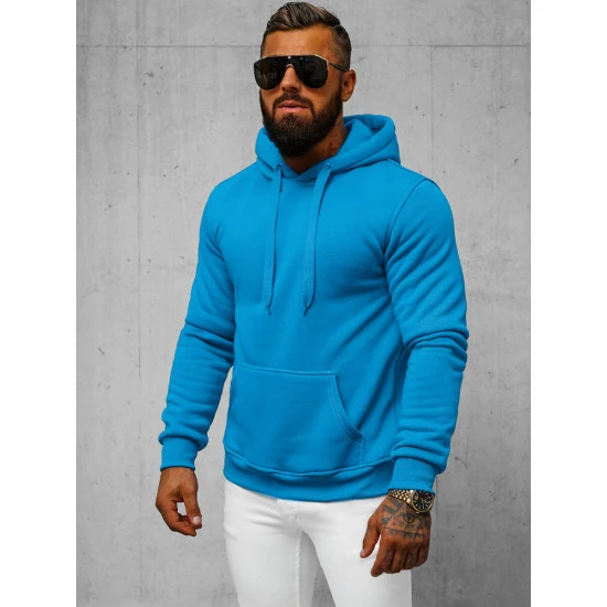 Gaiši zils vīriešu džemperis ar kapuci Buvoli JS/2009