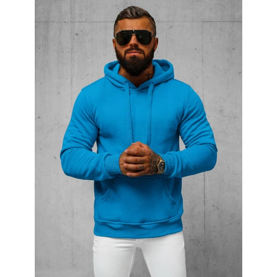 Gaiši zils vīriešu džemperis ar kapuci Buvoli JS/2009