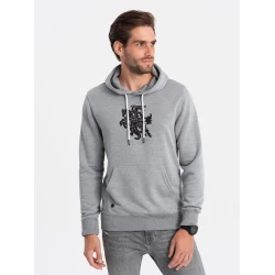 Pelēks vīriešu džemperis ar kapuci Vytis