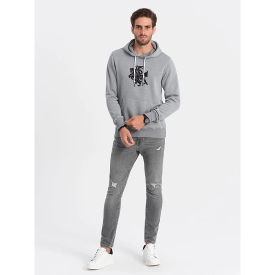 Pelēks vīriešu džemperis ar kapuci Vytis B979