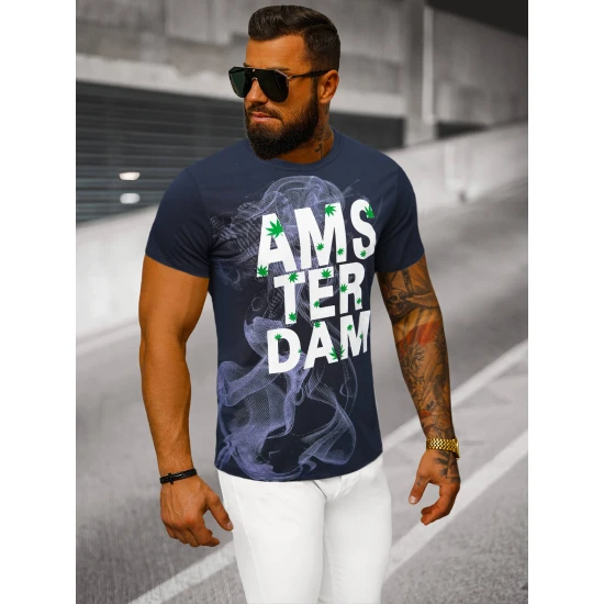 Tumši zils vīriešu krekls Amsterdam O/T128/25Z
