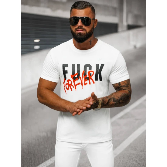 Vīriešu balts t-krekls Forever