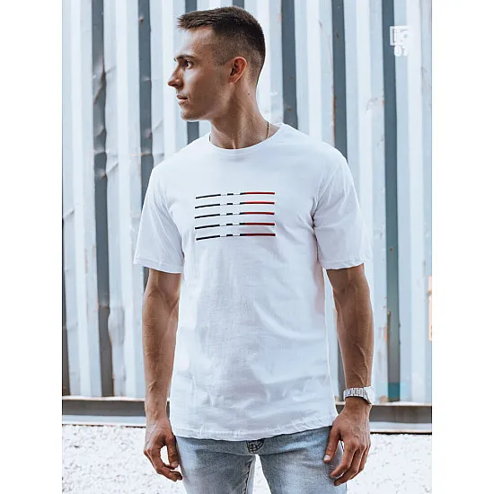 Męski biały T-shirt Lines RX5568