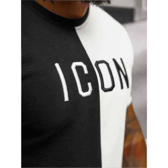 Vīriešu melnbalts Icon T-krekls O/7776T