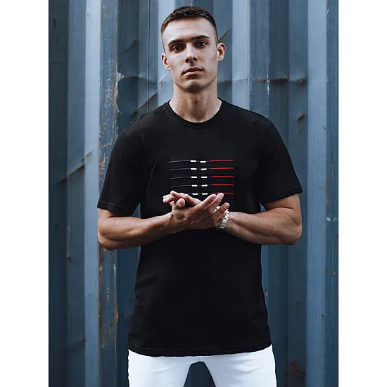 Męski czarny T-shirt Lines RX5570