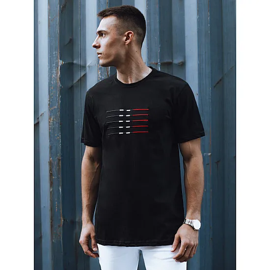 Męski czarny T-shirt Lines RX5570