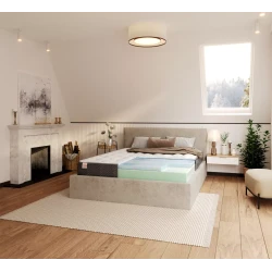 Putu matracis ar sudraba apmali un kosido pārvalku MERIDO 140X200