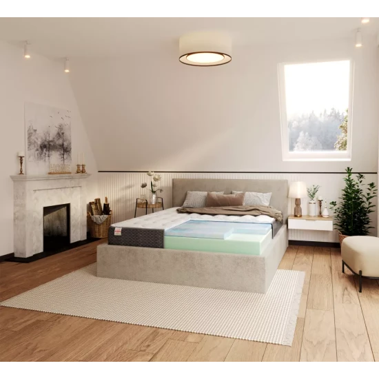 Putu matracis ar sudraba apmali un kosido pārvalku MERIDO 140X200 MERIDO