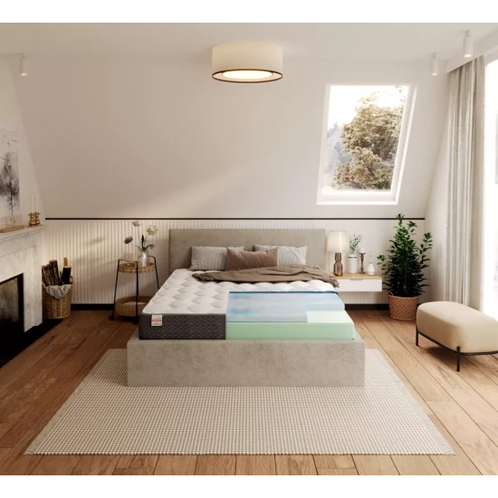 Putu matracis ar sudraba apmali un kosido pārvalku MERIDO 140X200 MERIDO