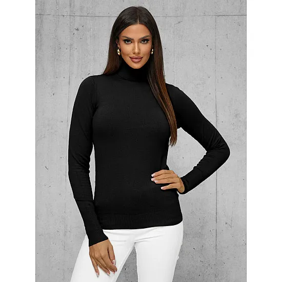 Czarny sweter damski z wysokim kołnierzem Stelin JS/8009/9