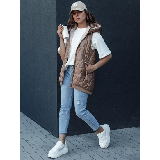 Sieviešu stepēta veste brūnā krāsā Aria TY4461