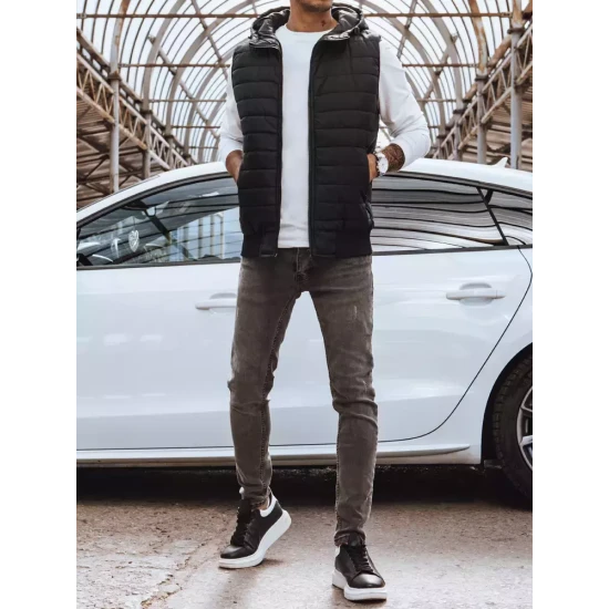 Vīriešu melna jaka ar kapuci David TX4235