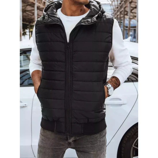 Vīriešu melna jaka ar kapuci David TX4235