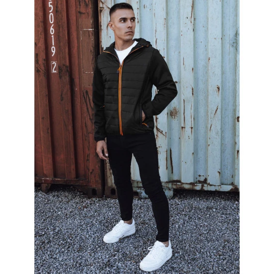 Vīriešu melna jaka ar oranžu detaļu Lucas TX4860