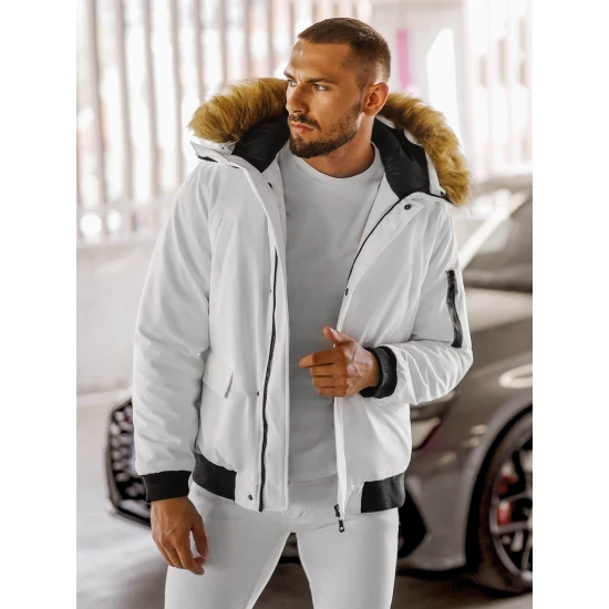 Bombera ziemas jaka vīriešiem baltā krāsā Lemi JS/M2019/281Z