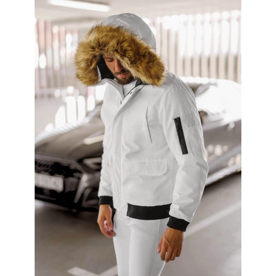 Bombera ziemas jaka vīriešiem baltā krāsā Lemi JS/M2019/281Z