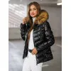 Melna spīdīga jaka ar brūnu kažokādu Alexa JS/5M3138/392BZ