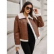 Sieviešu brūna ādas jaka ar kažokādu Maria JS/11Z8176