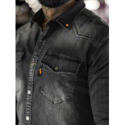 Vīriešu džinsa krekls melnā krāsā 