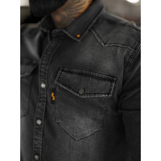 Vīriešu džinsa krekls pelēkā krāsā O/51413