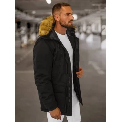 Vīriešu melna ziemas jaka Anton