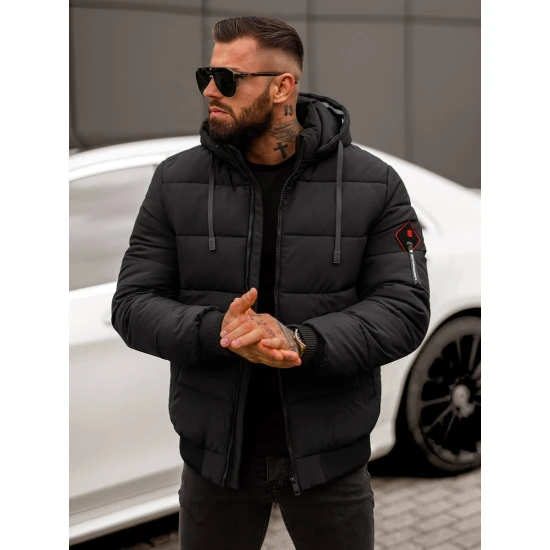 Vīriešu melna ziemas jaka Martim Ziemas jakas