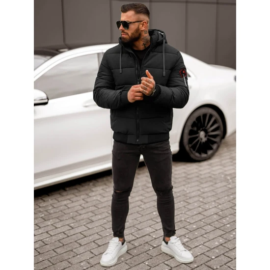 Vīriešu melna ziemas jaka Martim Ziemas jakas